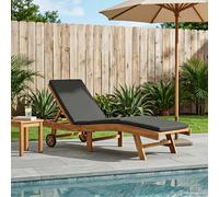 Sun lounger Brown/Dark Grey Polyester 200x59.5x35 cm Outdoor Recliner Adjustable