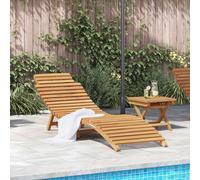 Sun Lounger Brown Solid Teak Wood 198x55x58.5cm Folding Garden Patio Seat Sunbed
