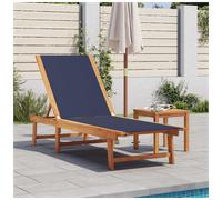 Sun lounger Cream 200x66cm Solid acacia wood Textilene 5-position backrest XL.