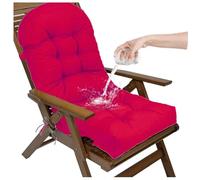 Sun Lounger Cushion Only Replacement Waterproof Outdoor Garden Chair Cushions with high back,Thicken Garden Sunlounger Cushions with for Patio Reclining Chair,red,1 set