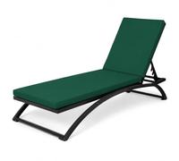 Sun Lounger Cushion Pad, Foldable Water Resistant Outdoor Sunbed Mattress, Non Slip Foam Reclining Chair Seat Pad, Washable Removable Zip Cover, For Garden Patio Poolside Indoor, Bottle Green