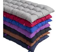 Sun Lounger Cushion Pad - Non-Slip with Tie-Down Straps, 8 cm Thick, Red, Fits Garden Sunbeds & Benches (48x125x8 cm)