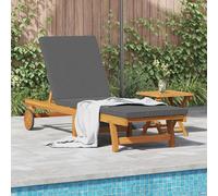 Sun lounger Dark Grey 199x63x85cm Solid Acacia Wood Recliner Weatherproof Garden