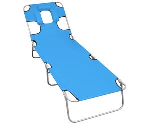 Sun lounger folding turquoise blue 189x58x27cm powder-coated steel polyester pad