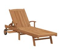 Sun lounger Solid teak wood Brown 195x59x78.5cm Foldable with cushion Adjustable