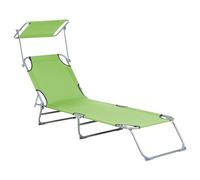 Beliani Steel Reclining Sun Lounger with Canopy Lime Green FOLIGNO, Green