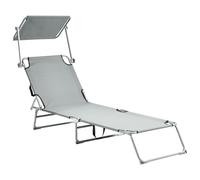 Beliani Sun Lounger Foligno Reclining Metal Grey, Grey