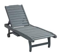 Sun Lounger Grey Fir Wood 182x60x35cm Outdoor Patio with Pull-Out Tray Recliner