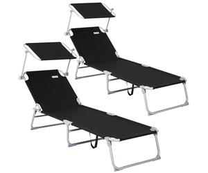 Sun Lounger Hawaii 2Pcs Set Anthracite Aluminium with Sun Shade