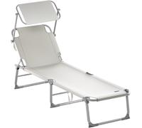 Sun Lounger Hawaii Beige Aluminium with Canopy