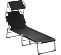 Sun Lounger Hawaii Black Aluminium with Canopy
