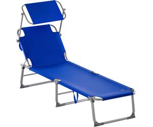 Sun Lounger Hawaii Blue Aluminium with Canopy