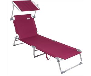 Sun Lounger Ibiza Red Aluminium with Canopy