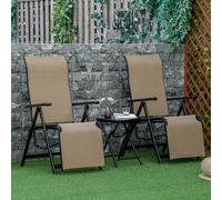 Sun Lounger Lounge Chairs Folding Reclining 10 Back & Leg Positions