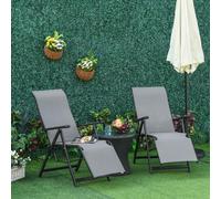 Sun Lounger Lounge Chairs Folding Reclining 10 Back & Leg Positions