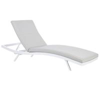 Beliani Sun Lounger With Cushion Amelia Reclining Metal Light Grey
