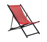 Beliani Folding Deck Chair Red and Black LOCRI II, Red