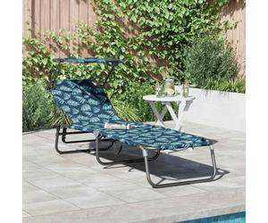 Sun Lounger Multicolour Oxford 190 x 57 x 81 cm Foldable Adjustable Outdoor Sun