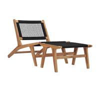 Sun Lounger Natural Teak & Polyester Rope 89.5x57x65cm Solid Teak With Footrest