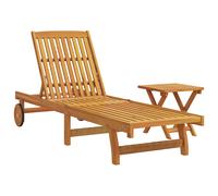 (sun lounger + Table, 2 pcs) vidaXL Sun Lounger Outdoor Sunbed Lounge Bed Garden Day Bed Solid Acacia Wood
