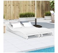 Sun lounger pair White Solid Pine Wood 205x60x31.5cm Ergonomic S-shape Set of 2