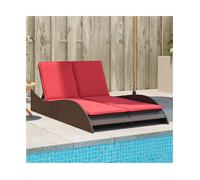 Sun lounger PE rattan brown 114x205x73cm powder-coated steel 3-pos recline plus