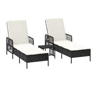 Sun lounger Poly Rattan Garden Furniture Outdoor Seating Terrace Recliner vidaX