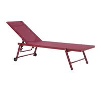 Beliani Aluminium Reclining Sun Lounger Burgundy PORTOFINO, Red