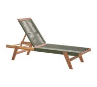 Beliani Wooden Reclining Sun Lounger Green PROSSEDI, Green