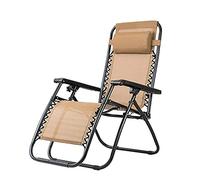 Sun Lounger Recliner,Lounge Chairs Folding Bed Adjustable Recliner, Outdoor Garden Lawn Pool Zero Gravity Chair, Patio Chairs Folding Recliner for Poolside, Yard Camping-Brown litt