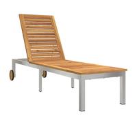 Sun Lounger Reclining 1-person Brown Outdoor Garden Chair Patio Deck vidaXL