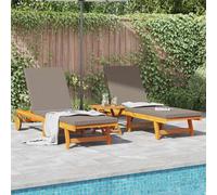 vidaXL Sun Lounger Reclining 2-person 2 pcs Brown Solid Acacia Wood