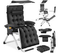 Sun Lounger Reclining Chair Folding Padded Outdoor Beach Camping Garden Seat