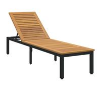 vidaXL Sun lounger Reclining Black 200 x 55 x 35 cm Solid Acacia Wood | Modern look with sleek finishes, Made from solid acacia wood and powder-coated steel,