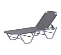 Sun Lounger Relaxer Recliner w/ 5-Position Adjustable Backrest Pool Sun Bathing