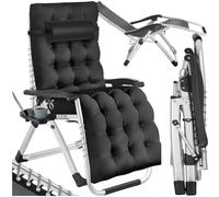 Sun Lounger Set Aluminium Garden Chair Foldable Thick Cushion Recliner Outdoor