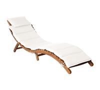 Sun lounger Solid acacia wood 184x55x64cm Foldable Cream Cushion Ergonomic Relax