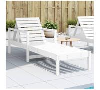 Sun Lounger Solid Pine Wood Adjustable Backrest White 199.5x62x55 cm Garden Seat