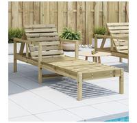 Sun lounger Solid pine wood Natural impregnated 199.5x62x55 cm Adjustable Patio