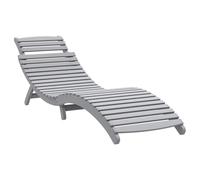 Sun Lounger Grey Solid Acacia Wood 184x55x64 cm Foldable Ergonomic Patio Garden