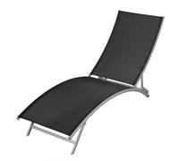 Sun Lounger Steel and Textilene Black Berkfield Home Black One Size