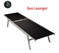 Sun Lounger Steel and Textilene Black Outdoor Garden Bench Chair vidaXL