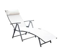 Sun Lounger Steel Frame Outdoor Folding Chaise Texteline Lounge Chair Recliner with Headrest & 7 Levels Adjustable Backrest