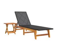 vidaXL Sun Lounger with Table Poly Rattan and Solid Wood Acacia UK HOT
