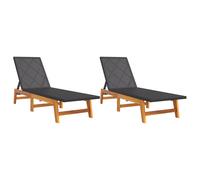Sun Lounger Sunbed Lounge Bed Day Bed Poly Rattan and Solid Acacia vidaXL
