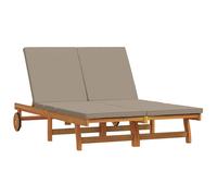 Sun Lounger Taupe Solid Acacia Wood 125x200x84 cm Weather-Resistant Polyester.