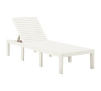 Sun Lounger White Plastic 195 x 65 x 32 cm Adjustable 5-Position Garden Outdoor