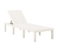 Sun Lounger White Plastic 195x65x32cm Adjustable Backrest 5-Position Lightweight