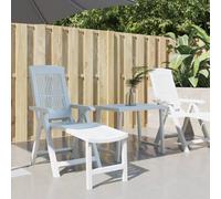 Sun Lounger White Plastic Foldable Adjustable 5-Pos 60x155cm Lightweight Outdoor