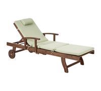 Sun Lounger with Cushion AMANTEA PREMIUM Acacia Wood Green